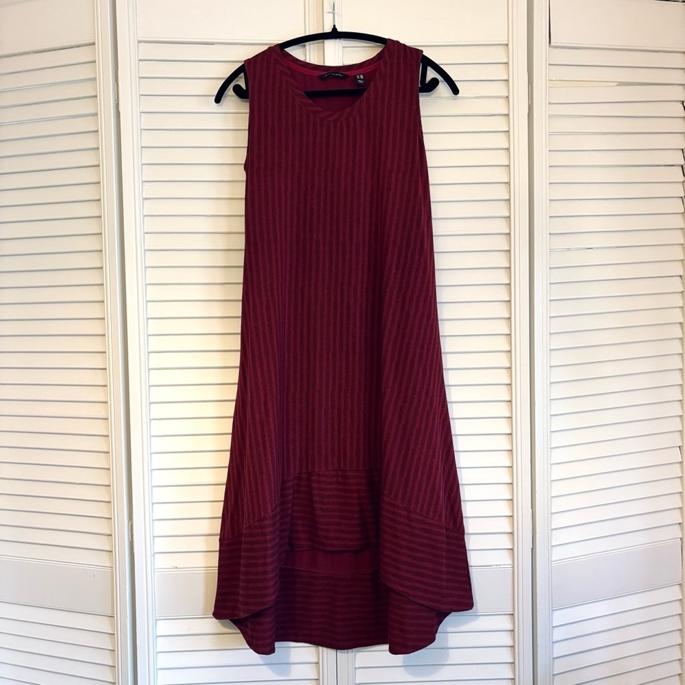 H by Halston Wine Red Striped High-Low Maxi Dress Size Small S Petite